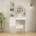 thumbnail image 1 of FUFU&GAGA Makeup Vanity Dressing Table Set With Touch Screen Mirror & Stool White, 1 of 5