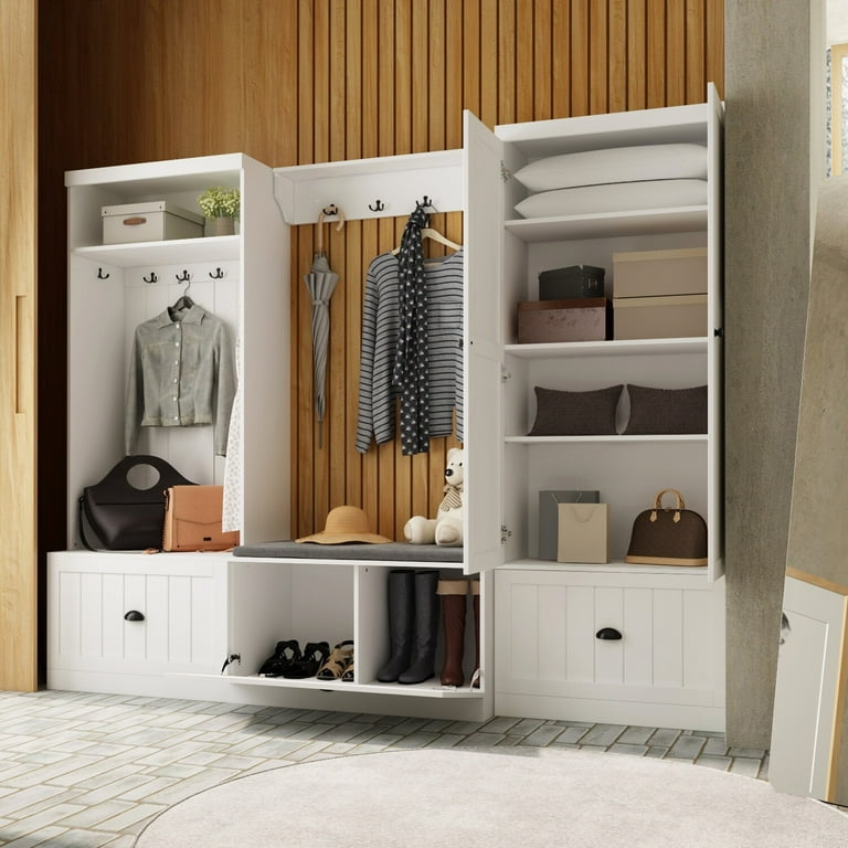 FUFU GAGA Modular Furniture Combo Entryway Hall Trees Storage Bench Closet Organizer 86.8 W 17.7 D