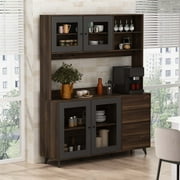 FUFU&GAGA Sideboard Wine Cabinet Tea Cabinet Kitchen Cupboard Buffets Sideboards Walnut