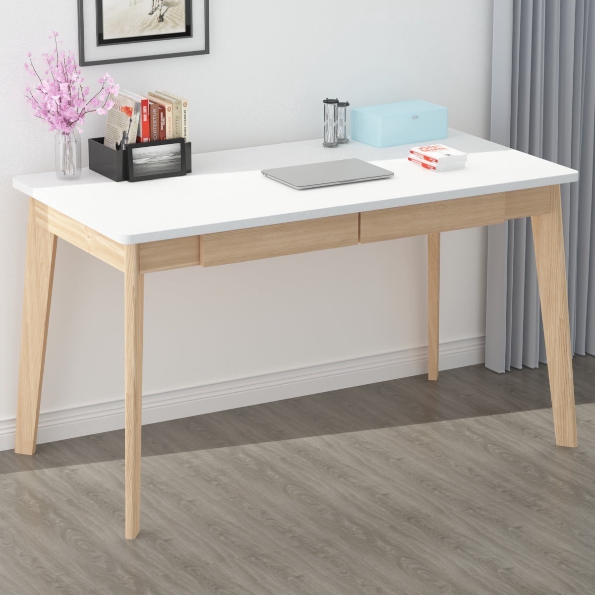 KULAGAGA Uptown Adult Lap Desks, Single Piece with Desk, Manual, 21.7 in x 47.2 in, White, 1 Count, 1 Pack