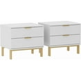 thumbnail image 1 of FUFU&GAGA Whtie Nightstand Set of 2 Modern Bedside Table with 2 Drawers Versatile End Table with Gold Handles, Metal Legs, for Bedroom Living Room, White and Gold, 1 of 13