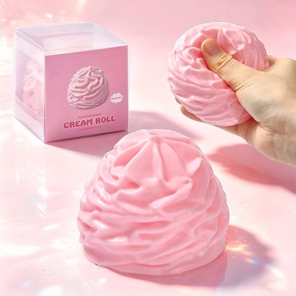 FUFUSQUISHY Cream Roll Squishy Toy, Extra Soft Shapeable Sensory Fidget, Ages 3+
