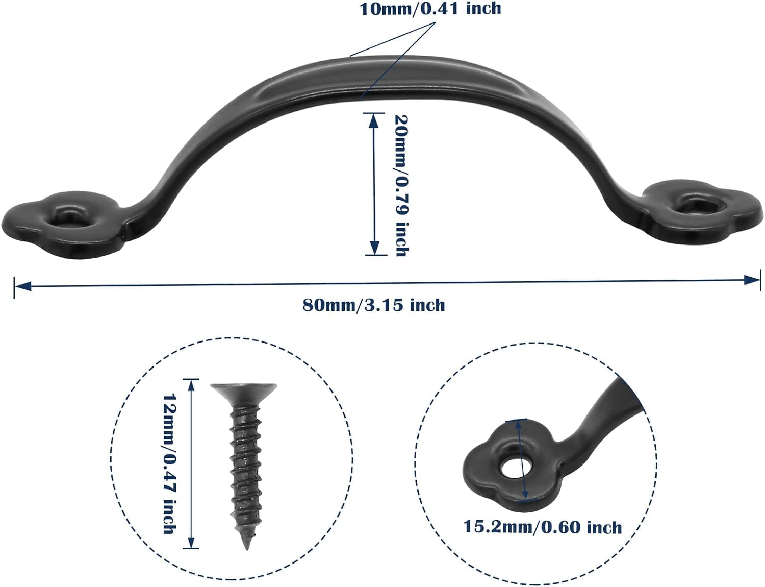 FUGEE-12 Pcs Barn Door Handles Rustic Gate Handle 2.6 Inch Hole to Hole ...