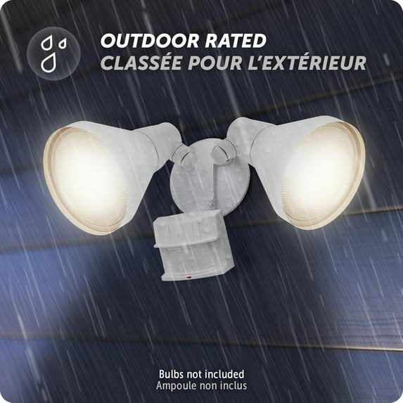 FUGEE-180-Degree 240 W Twin Head White Hardwired Motion Sensor Security ...