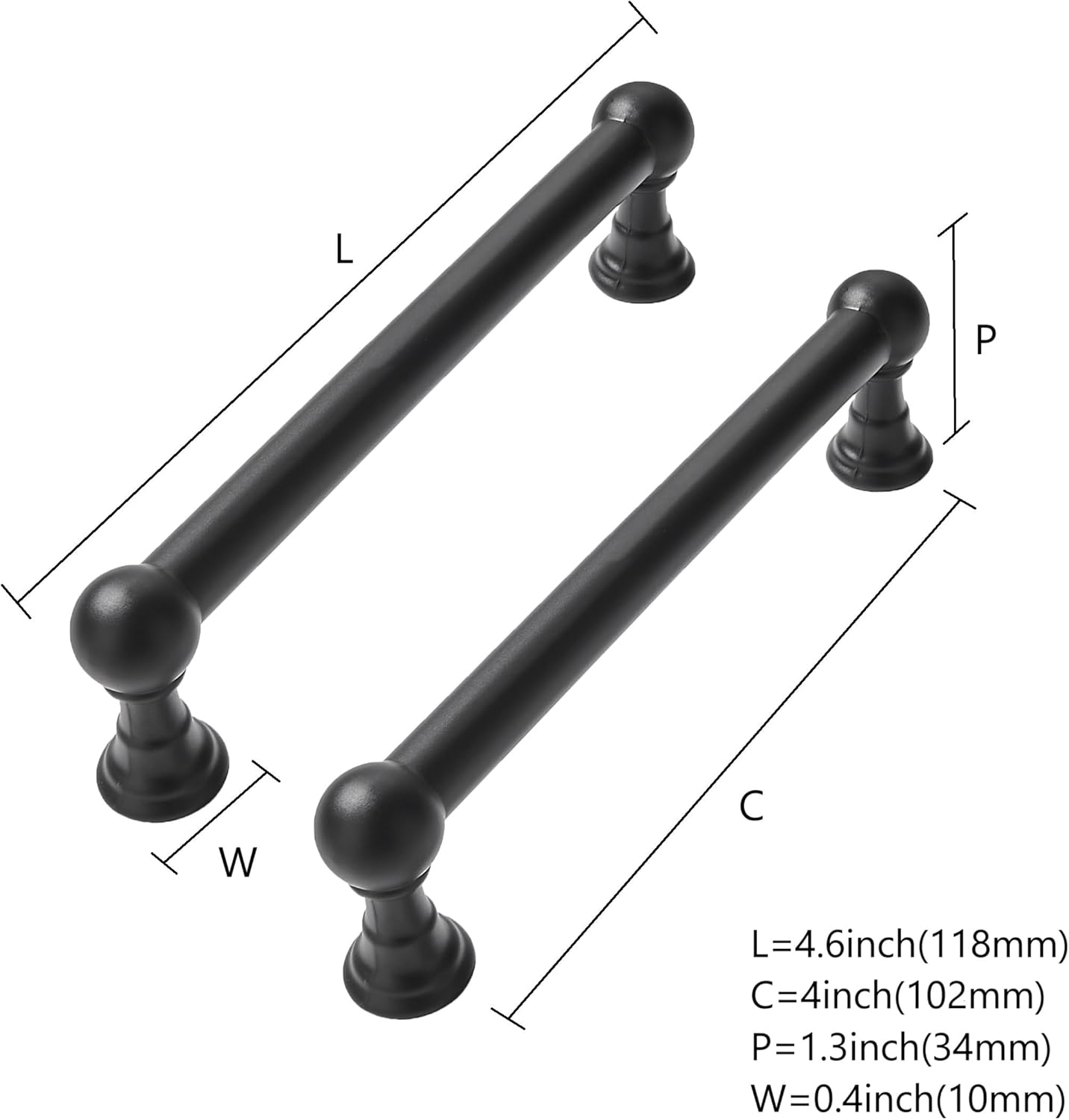 FUGEE-4 Inch 2 Pack Solid Kitchen Cabinet Handles Heavy Duty Cabinet ...