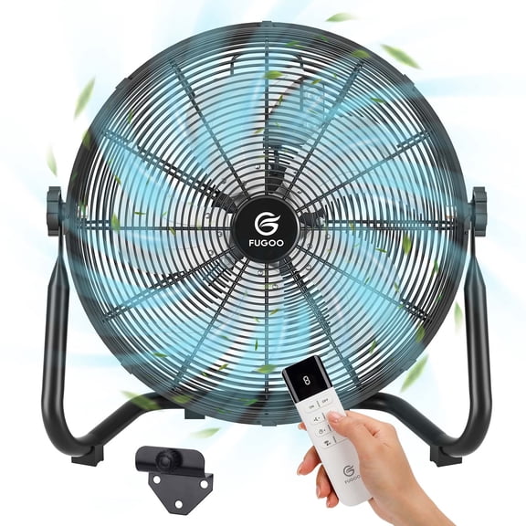 FUGOO 18" High Velocity Floor Fan, BLDC 4000CFM 8-Spd, Metal, ETL, Garage | Quiet Drushless Design