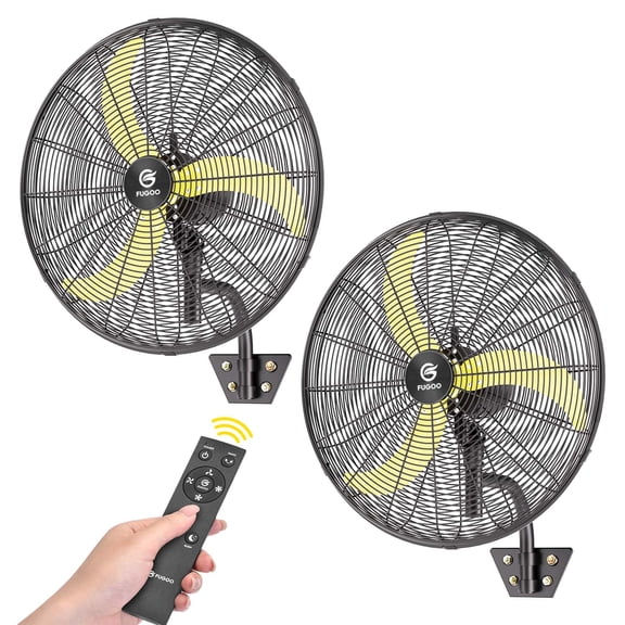 FUGOO 2 Pack 24 Inch Brushless DC Wall Fan, 6000 CFM, Quiet & Energy Saving, Waterproof