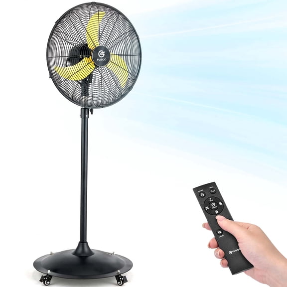FUGOO 20Inch Waterproof Outdoor Pedestal Fan, 4000 CFM, 4 Speed, Remote Control