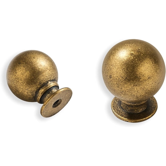FUGee-10 Pack Solid Antique Brass Knob Hardware Drawer Handles Cabinet Handle, Vanity, Bathroom Handle Cabinet Handle