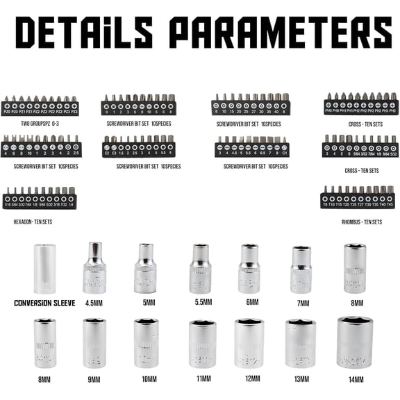 FUGee-130 Pieces 1/4 Inch Drive Socket Ratchet Wrench Set, Mechanic Tool Set, with Bit Socket Set Metric and Extension Bar for Auto Repairing and Household