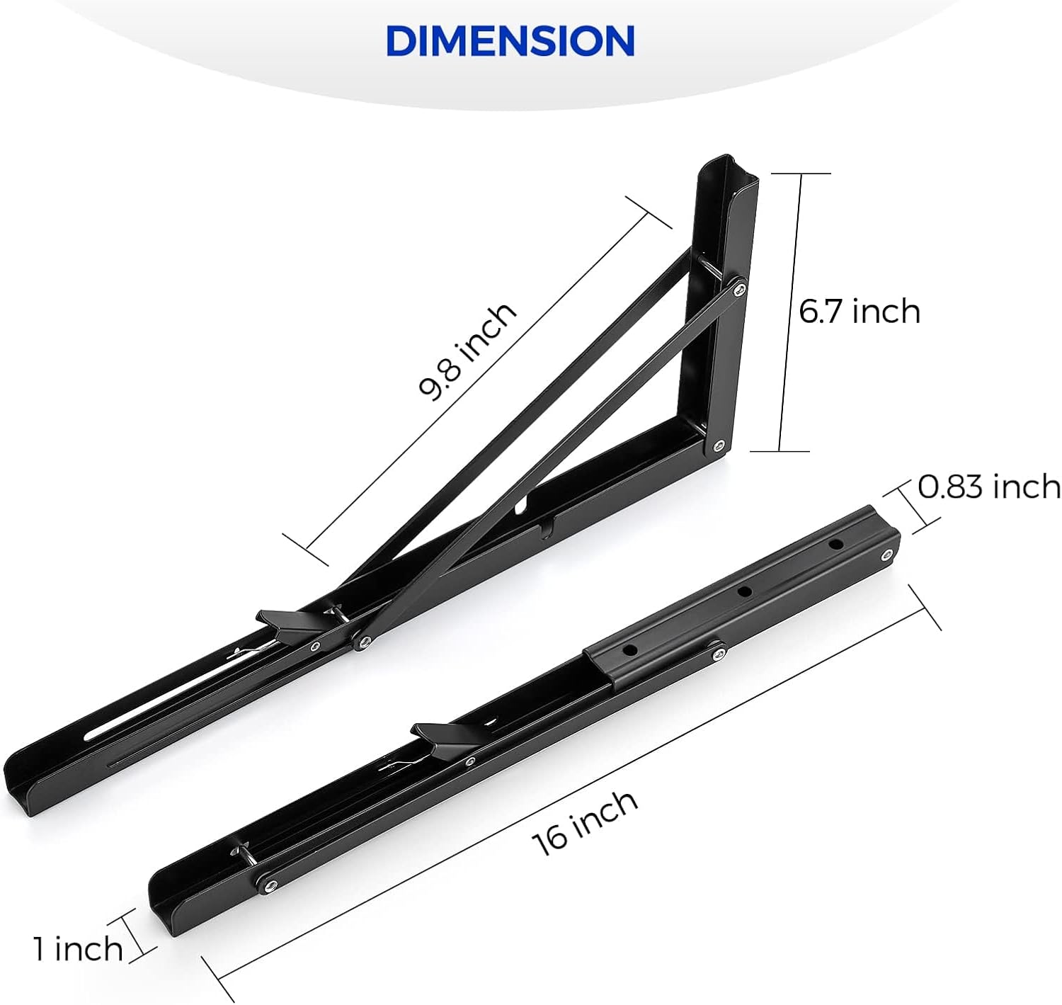 FUGee-16 Inch Folding Shelf Brackets - Matte Black Collapsible Heavy ...