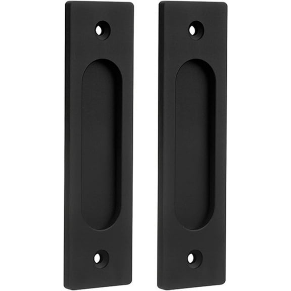 FUGee-2 Pack 6 Inch Sliding Barn Door Handles, Rectangular Pocket Door Pulls, Farmhouse Rustic Style Sliding Closet Door Hardware, Matte Black