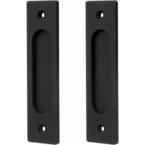 FUGee-2 Pack 7 Inch Sliding Barn Door Handles, Rectangular Pocket Door Pulls, Farmhouse Rustic Style Sliding Closet Door Hardware, Matte Black