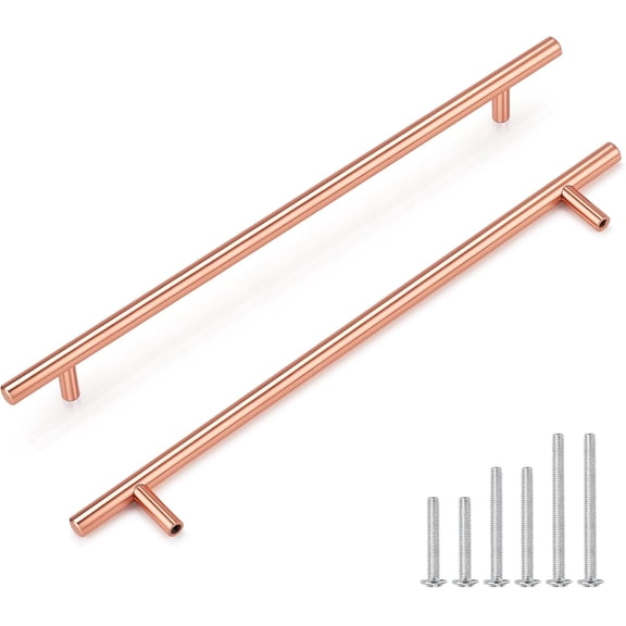 FUGee-20 Pack Rose Gold Cabinet Handles and Knobs - 10 Inch (256mm) Hole Centers Solid Stainless Steel Kitchen Cabinet Hardware Pulls for Drawers, Dressers & Cabinets - Modern Cabinet Handles