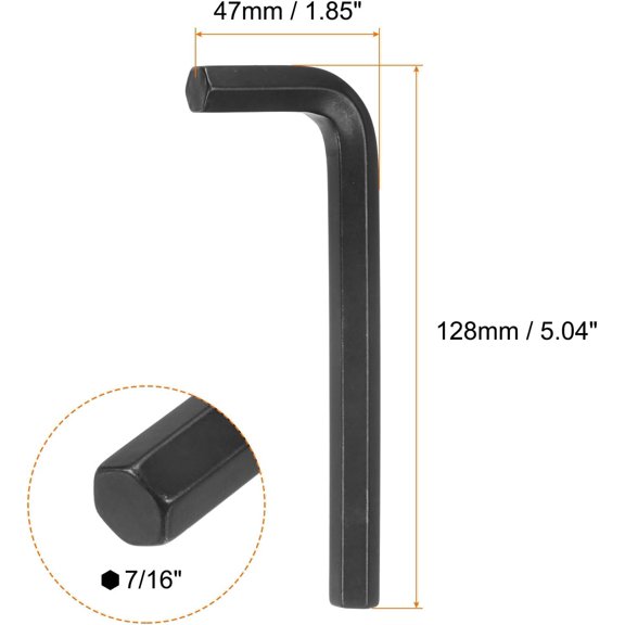 FUGee-2pcs Hex Key Wrench 7/16" L-Shape Hexagon SAE Wrenches Chrome Vanadium Steel Repairing Tool for Home Repair, Black