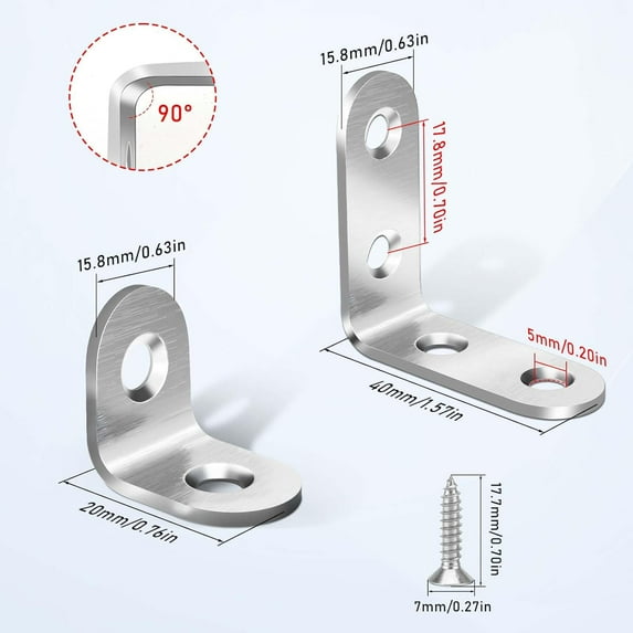 FUGee-30sets L Bracket Corner Brace Set,Stainless Steel Right Angle ...