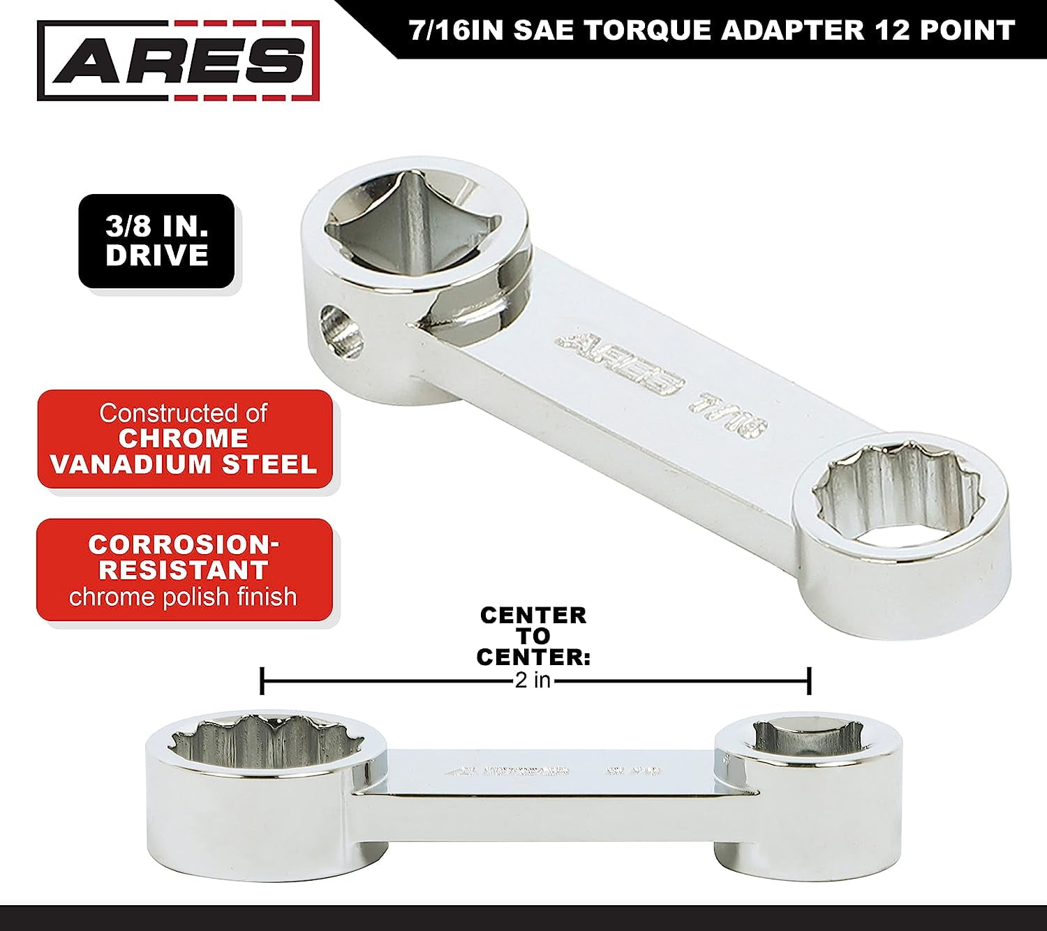 Torque Adapter For Threaded Insert FUGee-43019 – 7/16-Inch 12-Point Box End Torque Adapter Extension – 3/8 ...