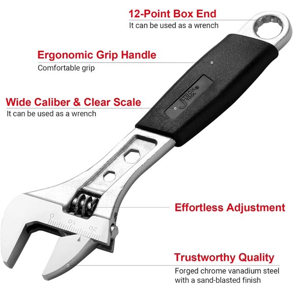FUGee-6 Inch Adjustable Wrench with Softgrip Handle - Professional Shifter Spanner with Wide Caliber Opening
