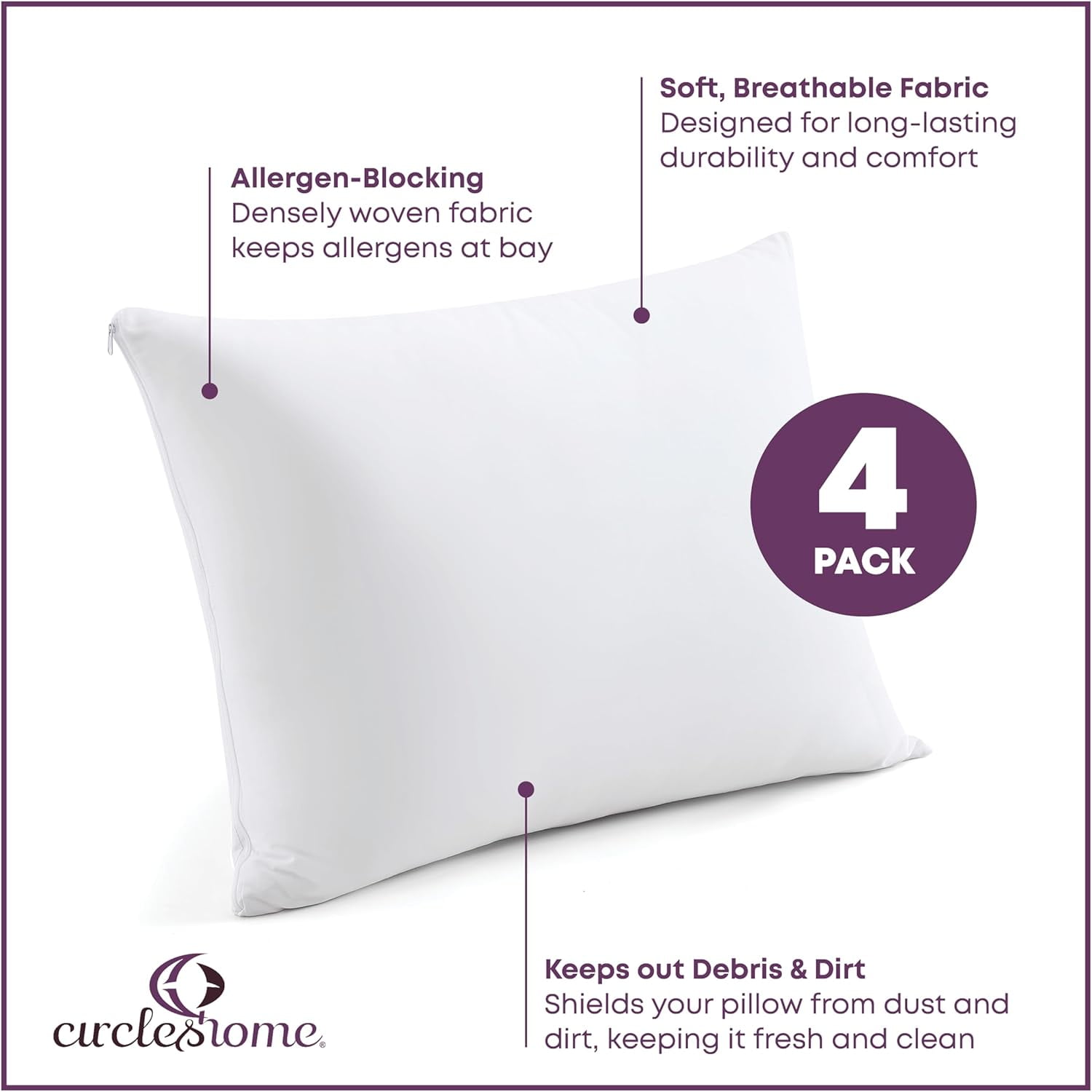 FUGee-CirclesHome Pillow Covers with Zipper King Size - 2 Pack - 100% ...