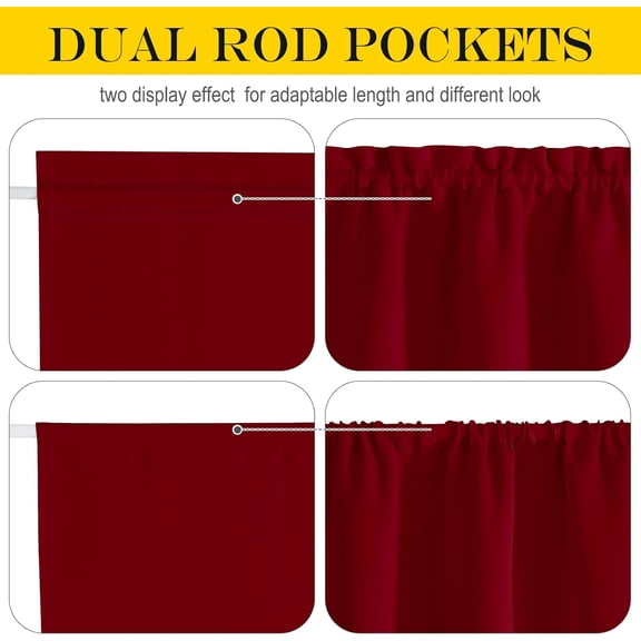 FUGee-French Door Curtain for Door Window, Privacy Thermal Insulated Christmas Window Covering for Patio Front Sidelight Panel, W36 x L50 inch, 1 Panel, Burgundy
