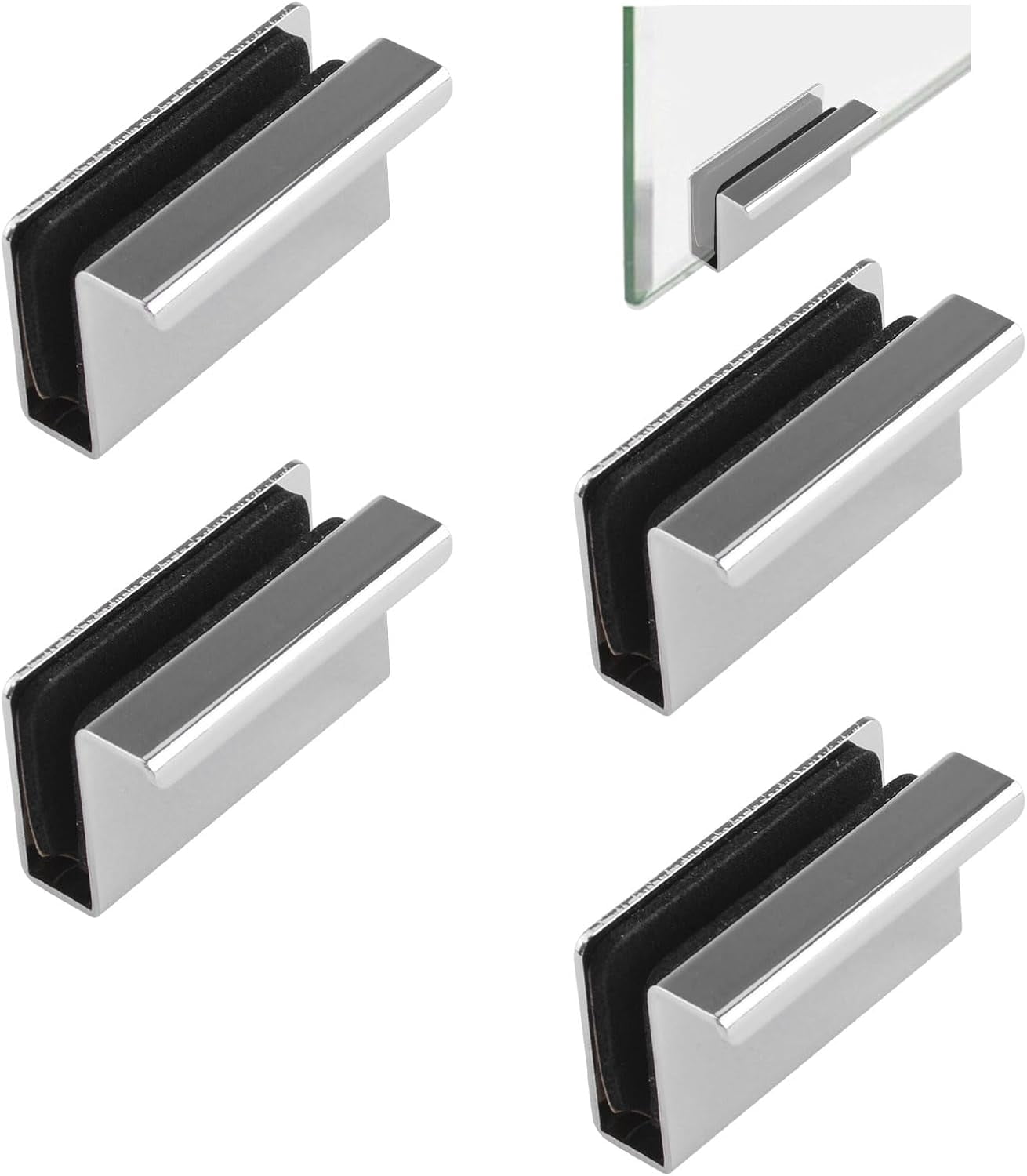 Window Clips Slide FUGee-Glass Finger Edge Pull, 4Pcs Cabinet Finger Pull Handle Glass ...