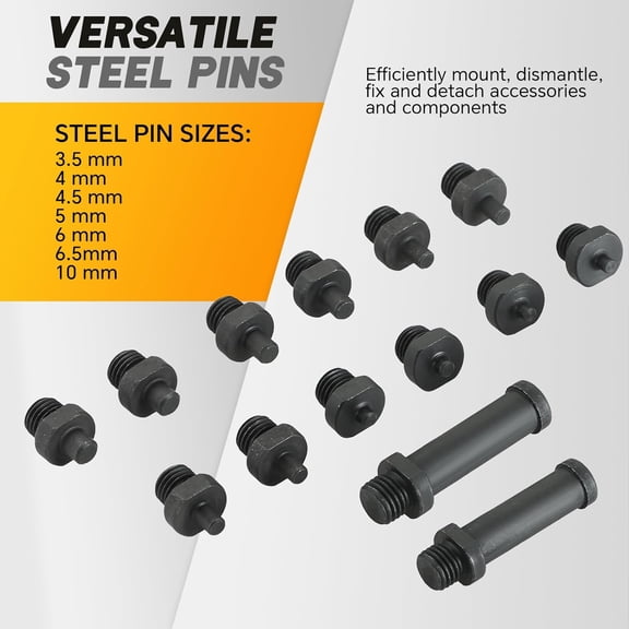 FUGee-Variable Pin Spanner Wrench | 15 Pack Adjustable Cylinder Spanner Wrench Set with Pins 1/2" Drive Ratchet Fan Clutch Pully Holder Wrench Kit 1-1/4 Inches to 5 Inches