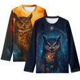 thumbnail image 1 of FUIALDOLG 2 Pack Girls Long Sleeve Shirts Owl Soft Loose T-Shirts Crew Neck Layering Tees for Youth Teen Girls 3-4 Years, 1 of 5
