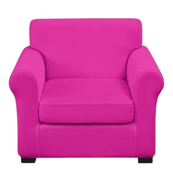 FUIALDOLG 2 Piece Armchair Couch Covers, Solid Fuchsia Pink Stretch Brushed Fabric Chair Covers, Dustproof Slipcover for Living Room and Pet Friendly Home Decor