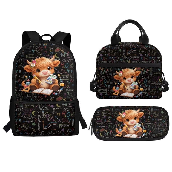 FUIALDOLG 3PCS School Backpack for Girls – 17 Inch Lightweight Bookbag Set with Lunch Bag and Pencil Case, School Essentials for Teens Funny Dogs Print