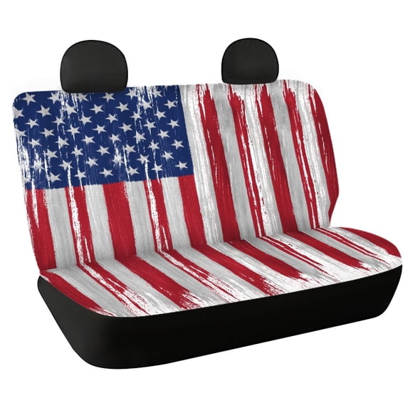 FUIALDOLG 4th of July Car Back Seat Covers Featuring Distressed American Flag, 2 Pieces Non Slip Waterproof Seat Protectors for Suv Truck Van
