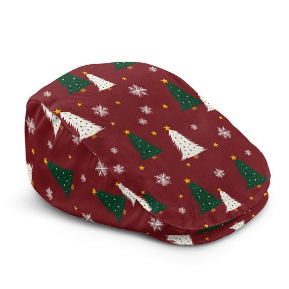 FUIALDOLG Adjustable Flat Cap for Driving Summer, Christmas Tree Pattern Polyester Comfort Beret Hat Light