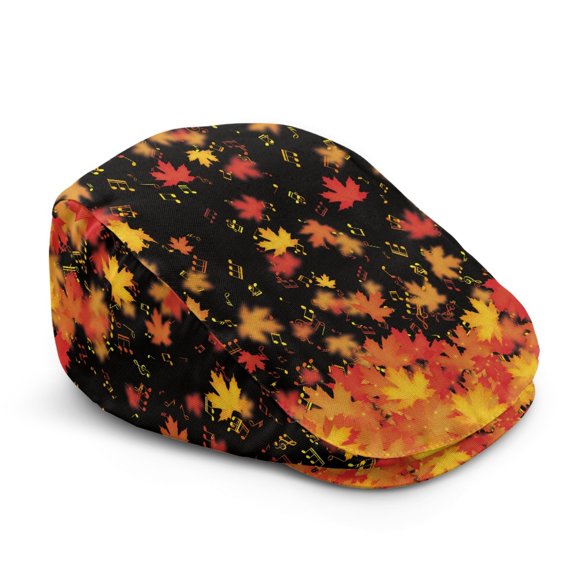 FUIALDOLG All-Season Flat Cap, Autumn Maple Leaves Pattern Polyester Lightweight Retro Forward Cap for Summer Travel Outdoor