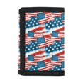 thumbnail image 1 of FUIALDOLG American Flag Eagle Print Slim Trifold Card Wallet, Polyester Children's Wallet Dustproof Kids Trifold Wallet for Outdoor Sports Daily Use, 1 of 7