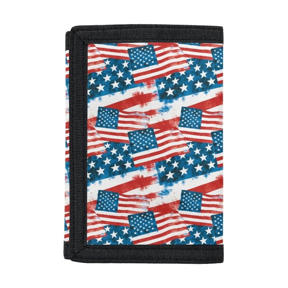 FUIALDOLG American Flag Eagle Print Slim Trifold Card Wallet, Polyester Children's Wallet Dustproof Kids Trifold Wallet for Outdoor Sports Daily Use