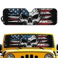 thumbnail image 1 of FUIALDOLG American Flag Skull Windshield Sun Shade for Car Off-road Vehicle (52.95x16.14 Inches), Sun Shade Windshield, Shades for Front Windows, Protector Blocks UV, Fashion Car Decor, 1 of 7