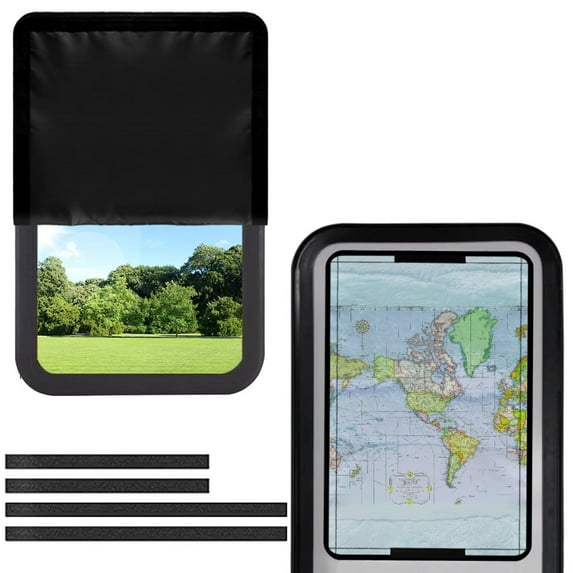 FUIALDOLG Americas Map RV Door Window Shade Easy to Install Privacy Protection RV Window Cover Sun Blackout for Camper Trailer (17.3x26 inch)