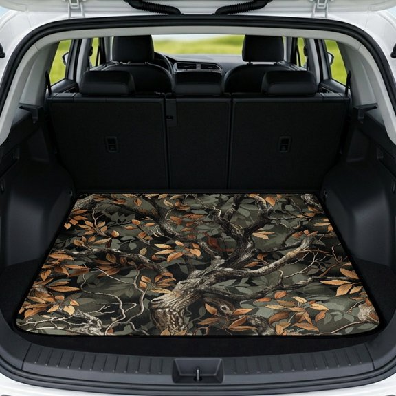 FUIALDOLG Autumn Leaf Camo Pattern Auto Trunk Liner for SUV, Stylish Sturdy Rear Trunk Liner, Dog Seat Cover for Vehicle Interior