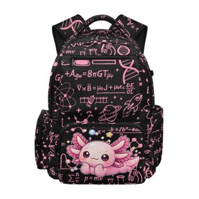 FUIALDOLG Axolotl Science Print Kids Backpack with Lightweight Water Repellent Girls Backpacks, Multi-Pocket 17 Inch School Bag for Back to School Travel Middle School