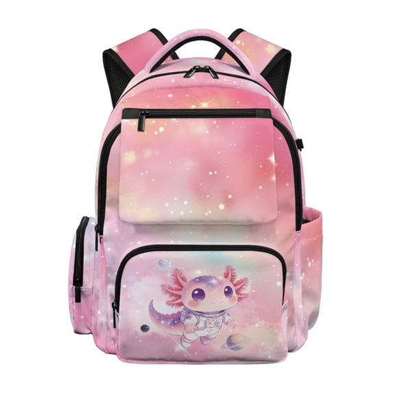 FUIALDOLG Axolotl Space Print Kids Bookbag with traspirante Lightweight School Backpack, Breathable 17 Inch Kids Backpack for Daily Use Travel Elementary School
