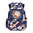 thumbnail image 1 of FUIALDOLG Baseball Bat Ball Print Kids Backpack with Large Capacity, Breathable Strap Front Pocket 17 Inch School Bookbag for Sports Travel, 1 of 9