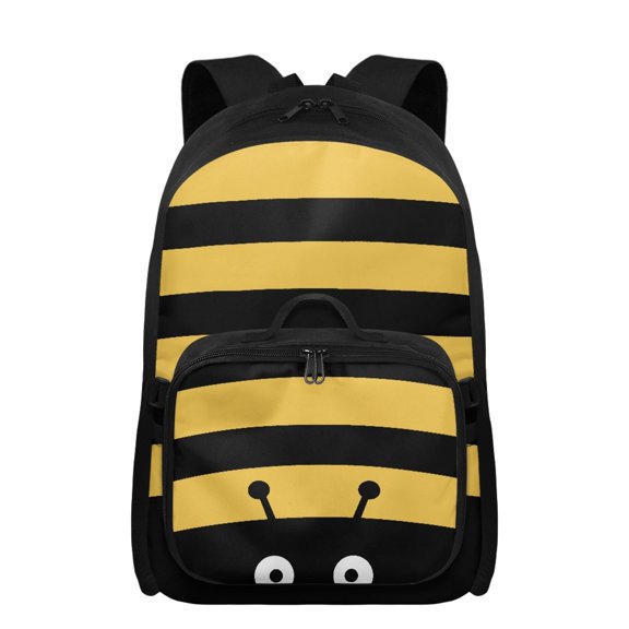 FUIALDOLG Bee Girls Kids Backpack Cute Bookbag with Matching Lunch Box for Girls 8-12 17 Inch Durable Rucksack Camping Trip