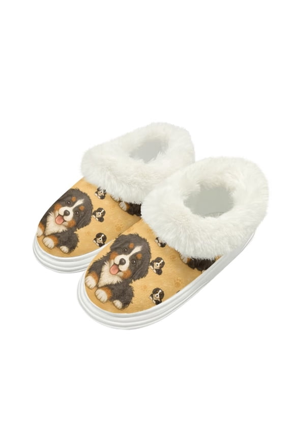Bernese Mountain Dog Print Women's House Slippers Platform Thick Sole Slippers Memory Foam Bedroom Shoes, Gifts for Women, Size 8-9