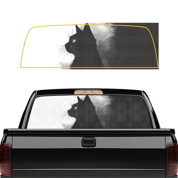FUIALDOLG Black Cat Water Splash Theme Truck Rear Window Decal 66.9 x 22.4 Inch Pickup Car Window Stickers for Most Pickup Trucks, Vinyl UV Isolation Automotive Decals
