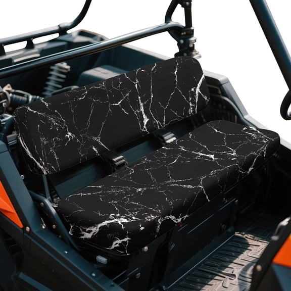 FUIALDOLG Black Marble Texture Dog Proof UTV Seat Cover for Kawasaki Mule | Scratch Resistant & Waterproof Protector | Compatible with Mule 3010 3020 4010 2001-2025 Models