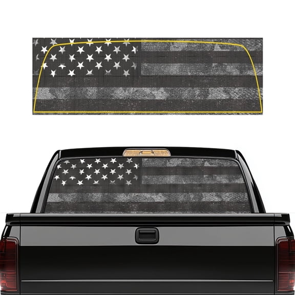 FUIALDOLG Black White American Flag Rear Window Decals for Trucks SUV Perforated Sticker, Back Window Film Privacy UV Block Sun Shade Waterproof Universal