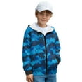 thumbnail image 1 of FUIALDOLG Blue Camo Dinosaur Print Full Zip Hoodie Oversized Boys Cute Winter Jackets with Pockets Casual Long Sleeve Sweatshirts for Boys, Size L, 1 of 7