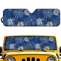 FUIALDOLG Blue Daisy Flower Car Windshield Sun Shade for Car Front Window Block UV Rays Foldable Sun Visor Protector Sunshade to Keep Your Vehicle Cool 52.95”x 16.14”