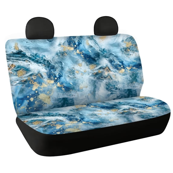 FUIALDOLG Blue Gold Marble Abstract Car Seat Covers Rear Bench Seats for SUV, 2 Piece Durable Auto Seat Cushions Machine Washable Non-Slip Car Rear Seat Covers