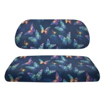 FUIALDOLG Blue Neon Butterfly Print Golf Cart Seat Covers Universal Fit for Club Car Precedent Golf Cart Seats, Washable Front and Back Seat Cushion Cover, No Stapler Required