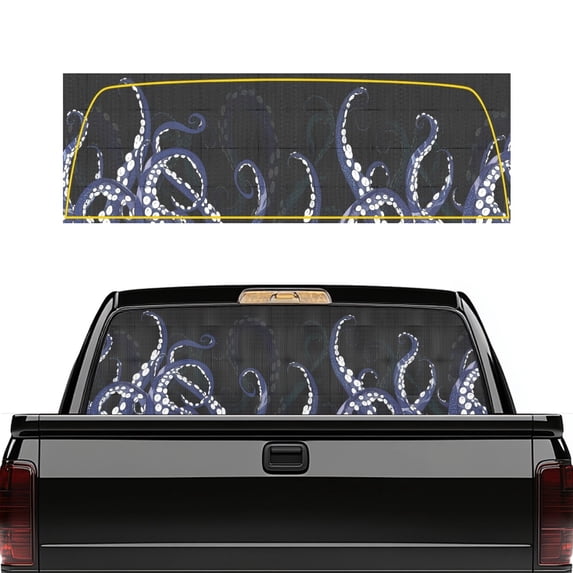 FUIALDOLG Blue Octopus Tentacle Pickup Truck Rear Window Decal 66.9 x 22.4 Inch, Fade Resistant Vinyl Perforated Stickers for Most Pickup Trucks
